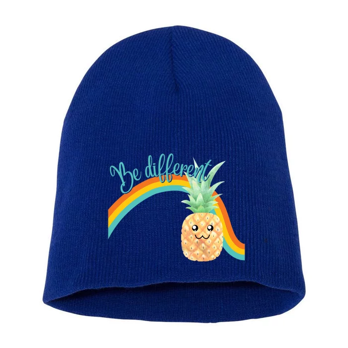 Be Different With Pineapple And Rainbow For Pride Month Great Gift Short Acrylic Beanie