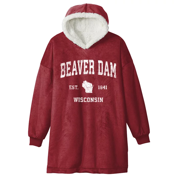 Beaver Dam Wisconsin Wi Vintage Sports Hooded Wearable Blanket