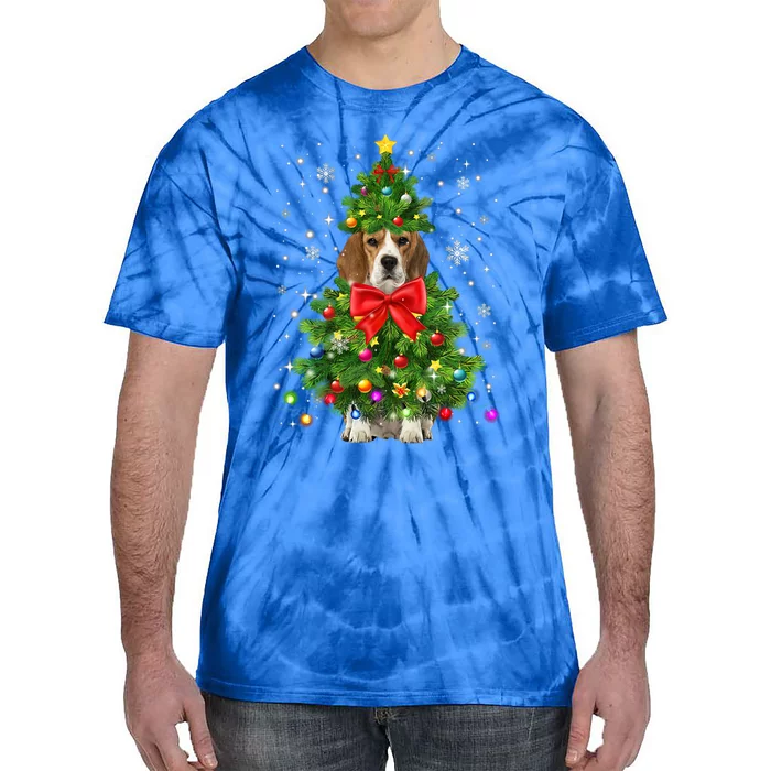 Beagle Dog Xmas Decoration Santa Christmas Tree Gift Tie-Dye T-Shirt