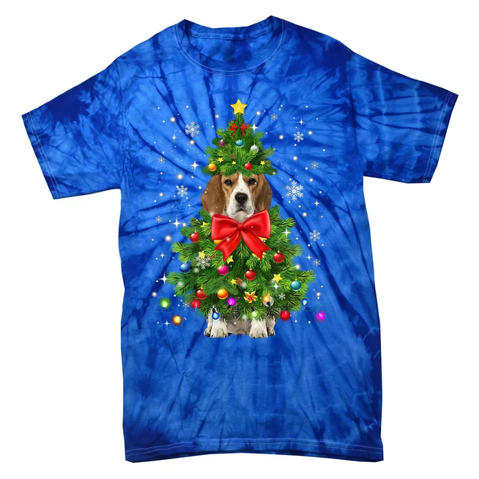 Beagle Dog Xmas Decoration Santa Christmas Tree Gift Tie-Dye T-Shirt