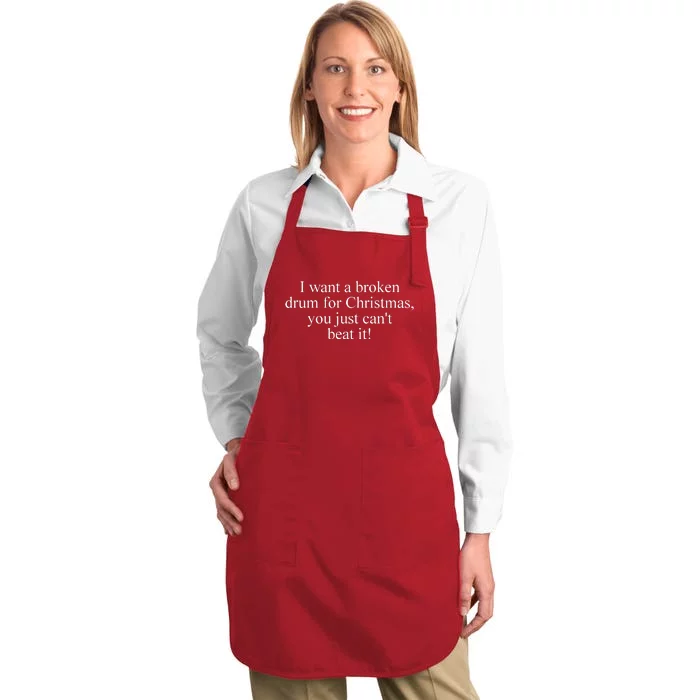 Broken Drum Xmas Dad Jokes Funny Dad Christmas Full-Length Apron With Pocket