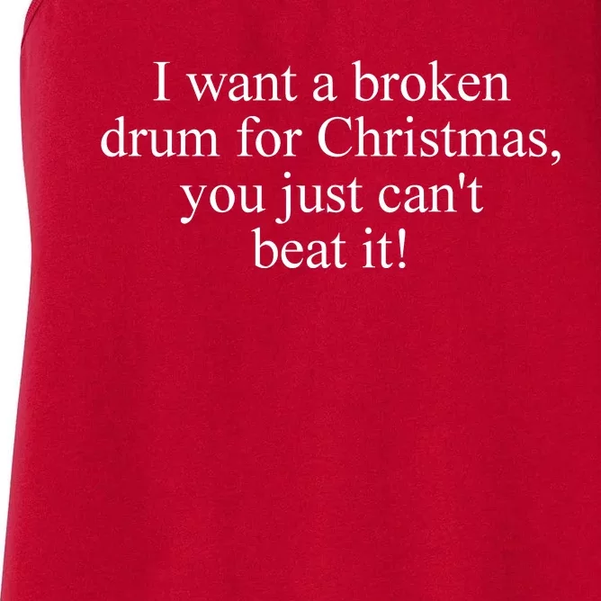 Broken Drum Xmas Dad Jokes Funny Dad Christmas Women's Racerback Tank