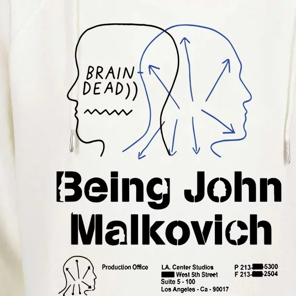 Brain Dead X Being John Malkovich Business Card White Womens Funnel Neck Pullover Hood