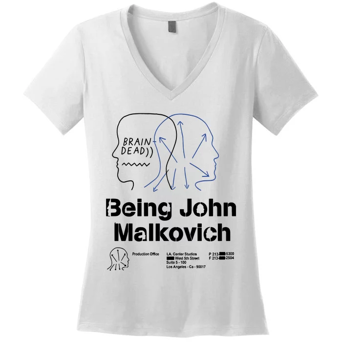 Brain Dead X Being John Malkovich Business Card White Women's V-Neck T-Shirt