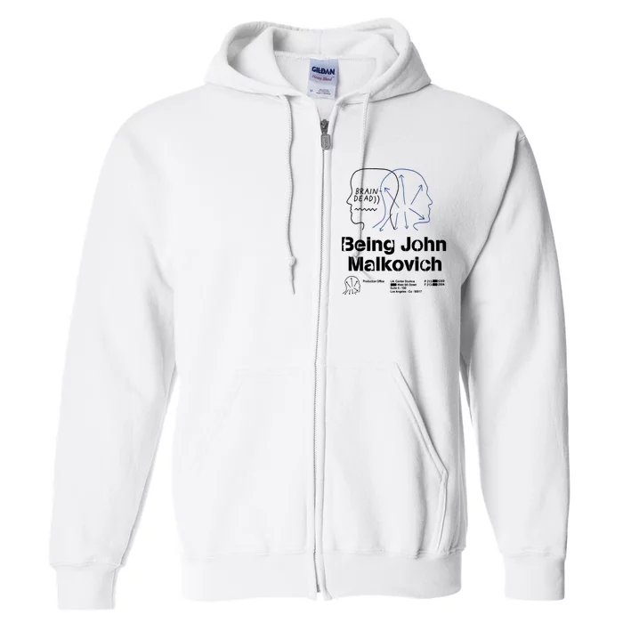 Brain Dead X Being John Malkovich Business Card White Full Zip Hoodie