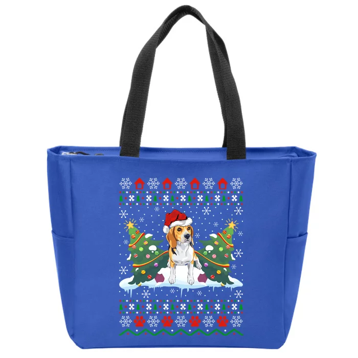 Beagle Dog Xmas Gift Ugly Beagle Christmas Gift Zip Tote Bag