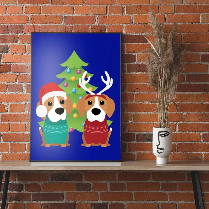 Beagle Dog Xmas Funny And Cute Beagles Christmas Design Gift Poster