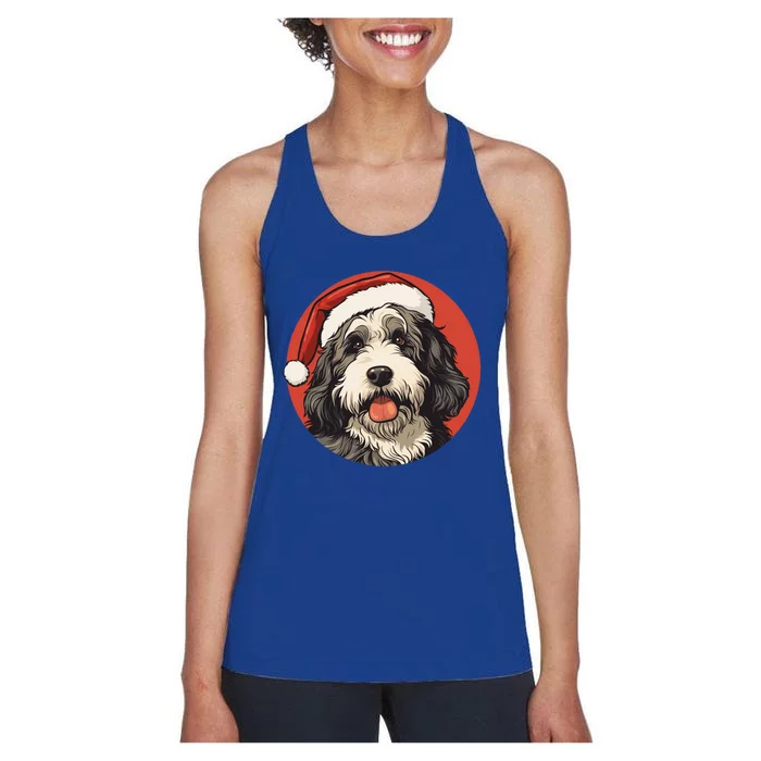 Bernedoodle Dog Xmas Doodle Dood Cute Christmas Bernedoodle Gift Women's Racerback Tank