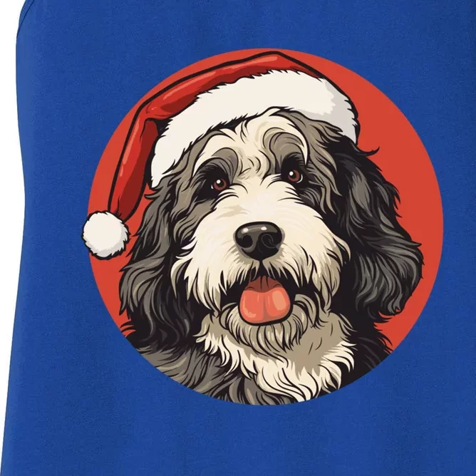 Bernedoodle Dog Xmas Doodle Dood Cute Christmas Bernedoodle Gift Women's Racerback Tank