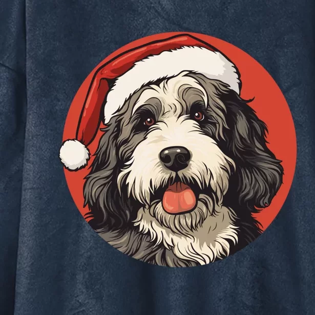 Bernedoodle Dog Xmas Doodle Dood Cute Christmas Bernedoodle Gift Hooded Wearable Blanket