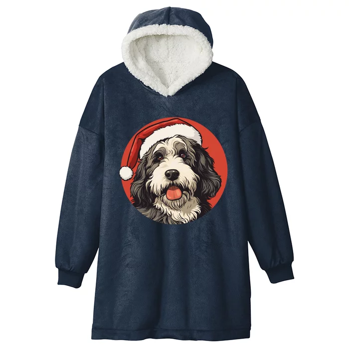 Bernedoodle Dog Xmas Doodle Dood Cute Christmas Bernedoodle Gift Hooded Wearable Blanket