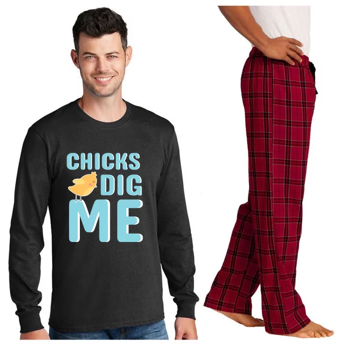 Chicks Dig Me Happy Easter Day funny easter for kids Boys Girls Long Sleeve Pajama Set