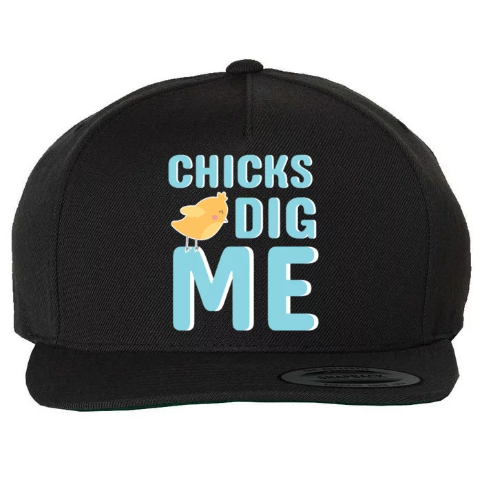 Chicks Dig Me Happy Easter Day funny easter for kids Boys Girls Wool Snapback Cap