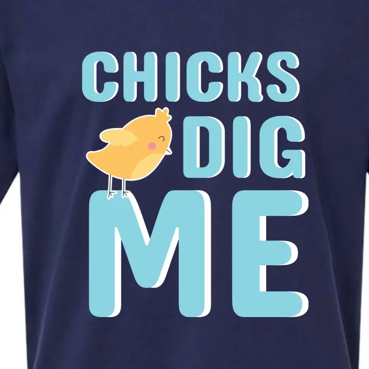 Chicks Dig Me Happy Easter Day funny easter for kids Boys Girls Sueded Cloud Jersey T-Shirt