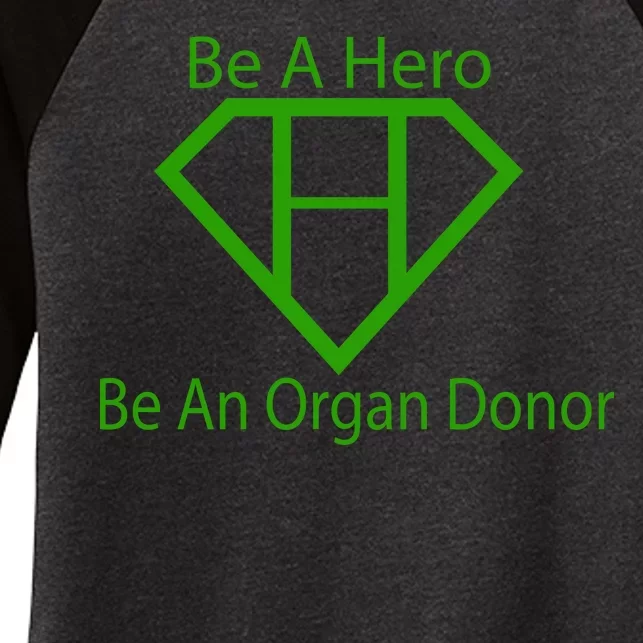 Be A Hero Organ Donor Women's Tri-Blend 3/4-Sleeve Raglan Shirt