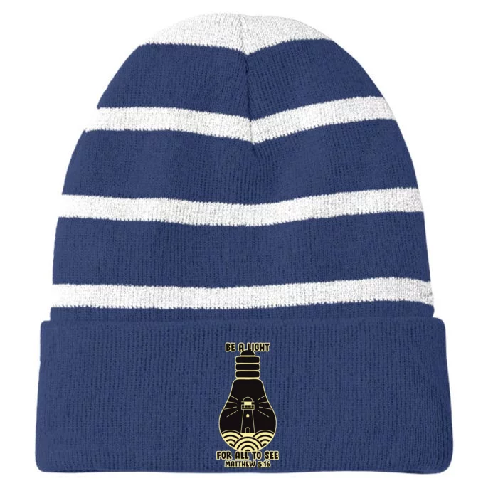 Be A Light For All To See Striped Beanie with Solid Band