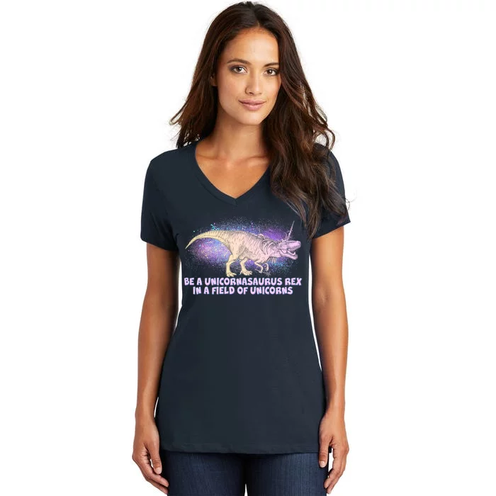 Be A Unicornasaurus Rex Women's V-Neck T-Shirt