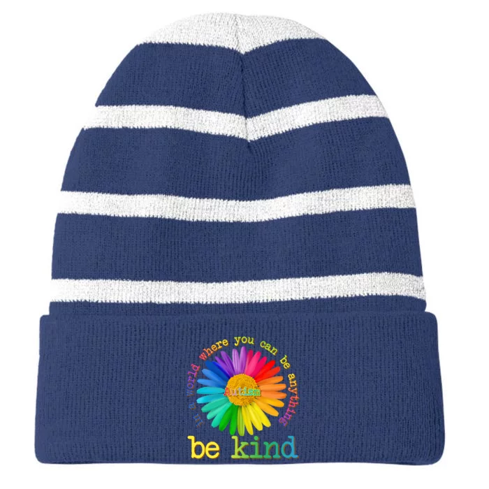 Be Anything Be Kind Autism Awareness Striped Beanie with Solid Band