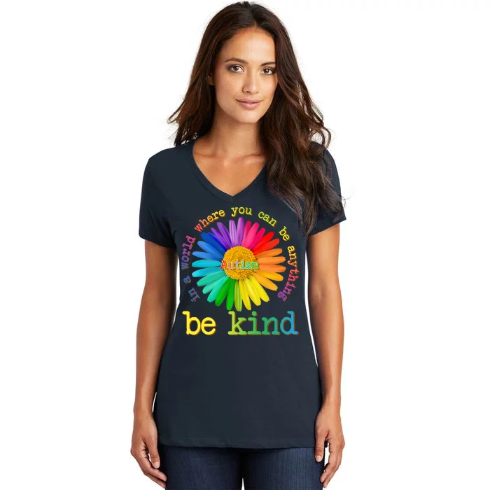 Be Anything Be Kind Autism Awareness Women's V-Neck T-Shirt