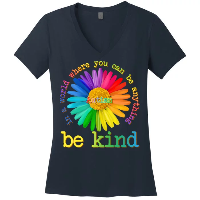 Be Anything Be Kind Autism Awareness Women's V-Neck T-Shirt