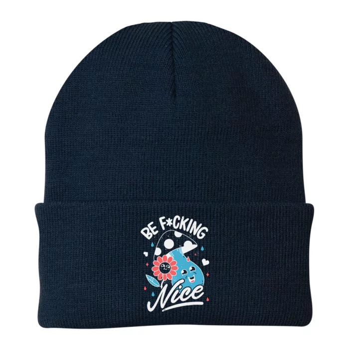 Be Fucking Nice Mushroom Flower Knit Cap Winter Beanie