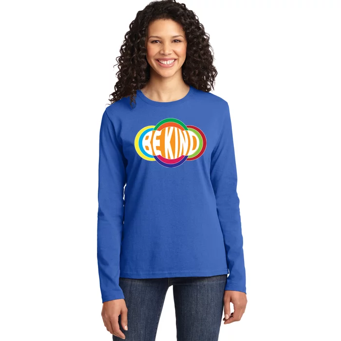 Be Kind 70's Retro Logo Tribute Ladies Long Sleeve Shirt