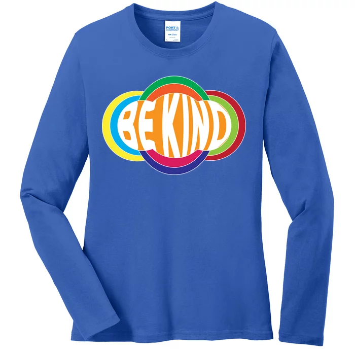 Be Kind 70's Retro Logo Tribute Ladies Long Sleeve Shirt