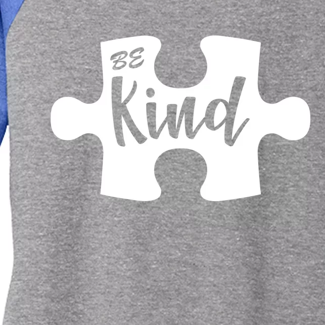 Be Kind Autism Awareness Puzzle Women's Tri-Blend 3/4-Sleeve Raglan Shirt