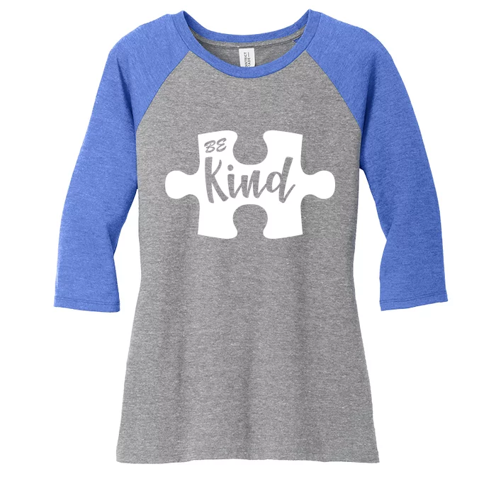 Be Kind Autism Awareness Puzzle Women's Tri-Blend 3/4-Sleeve Raglan Shirt