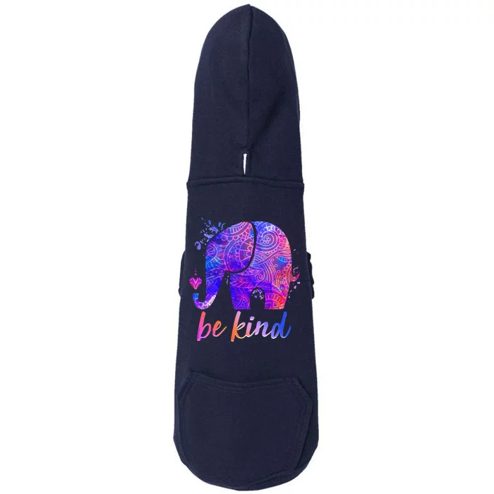 Be Kind Colorful Painted Elephant Doggie 3-End Fleece Hoodie