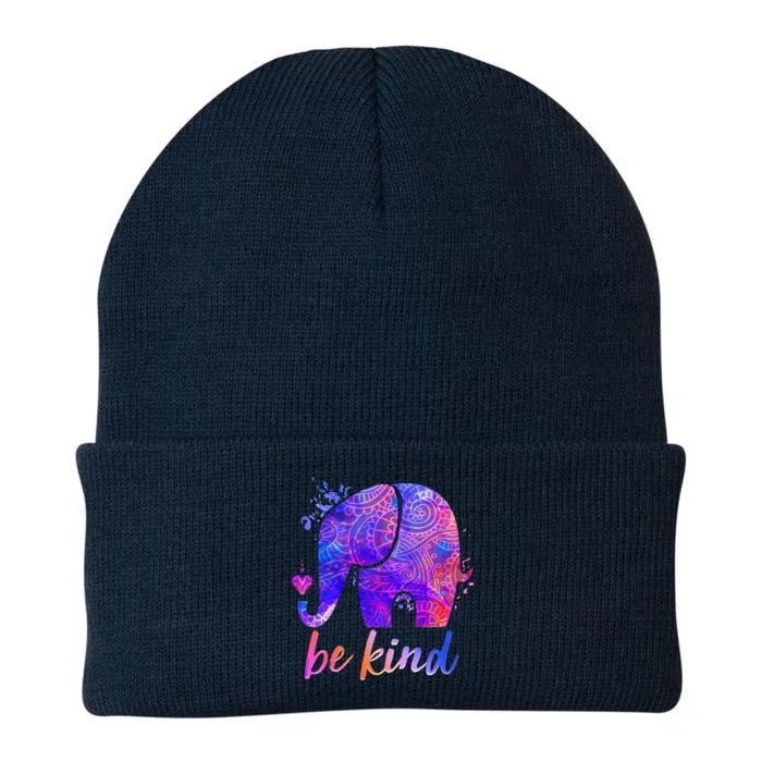 Be Kind Colorful Painted Elephant Knit Cap Winter Beanie