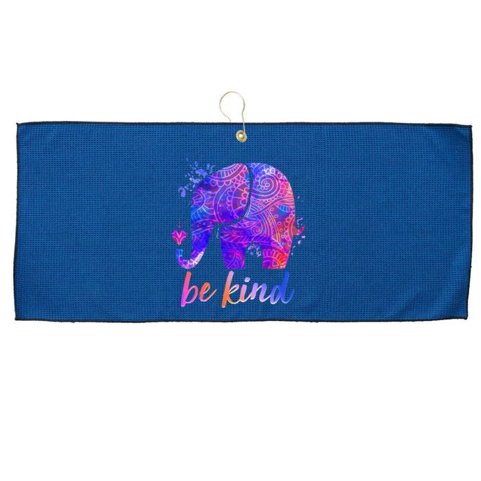 Be Kind Colorful Painted Elephant Large Microfiber Waffle Golf Towel