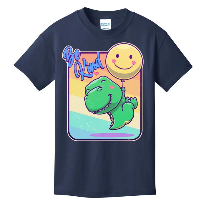 Be Kind Cute Happy TRex Dino Smiley Balloon Kids T-Shirt