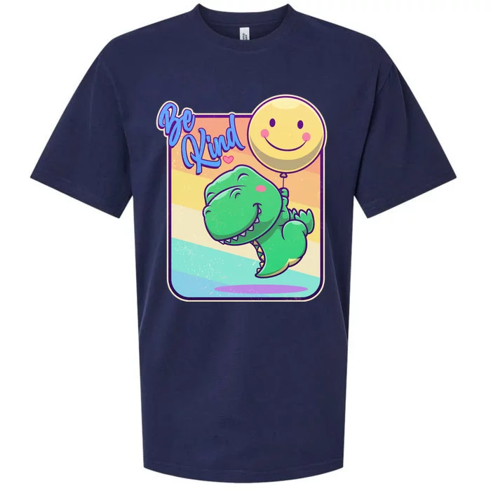 Be Kind Cute Happy TRex Dino Smiley Balloon Sueded Cloud Jersey T-Shirt