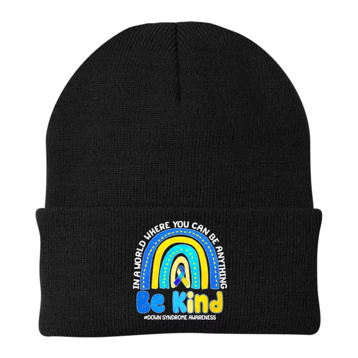 Be Kind Down Syndrome Awareness Rainbow Knit Cap Winter Beanie