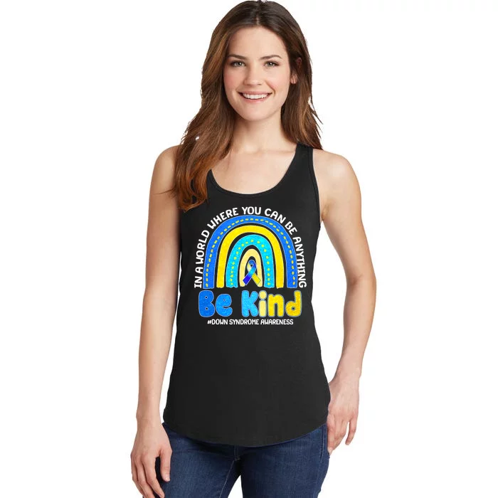 Be Kind Down Syndrome Awareness Rainbow Ladies Essential Tank