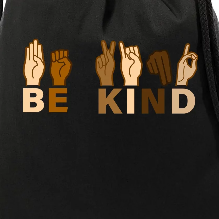 Be Kind Sign Language Drawstring Bag