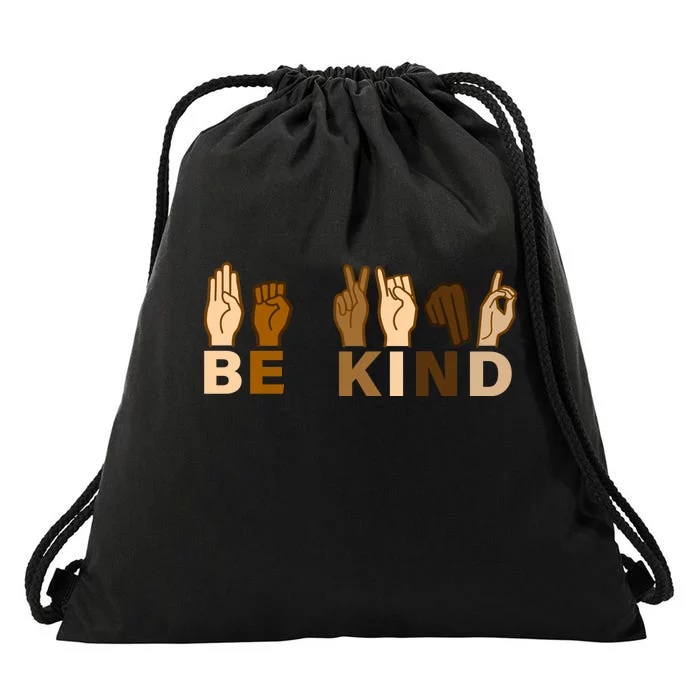 Be Kind Sign Language Drawstring Bag