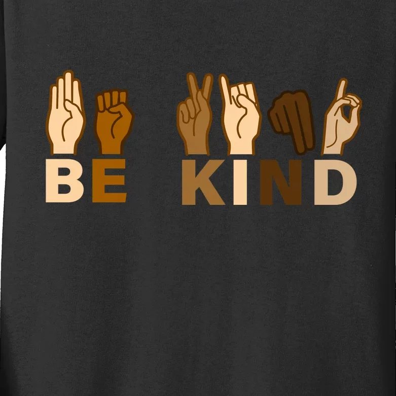 Be Kind Sign Language Kids Long Sleeve Shirt