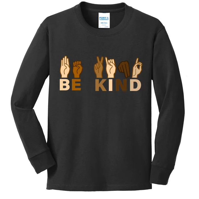 Be Kind Sign Language Kids Long Sleeve Shirt