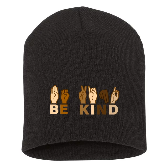 Be Kind Sign Language Short Acrylic Beanie