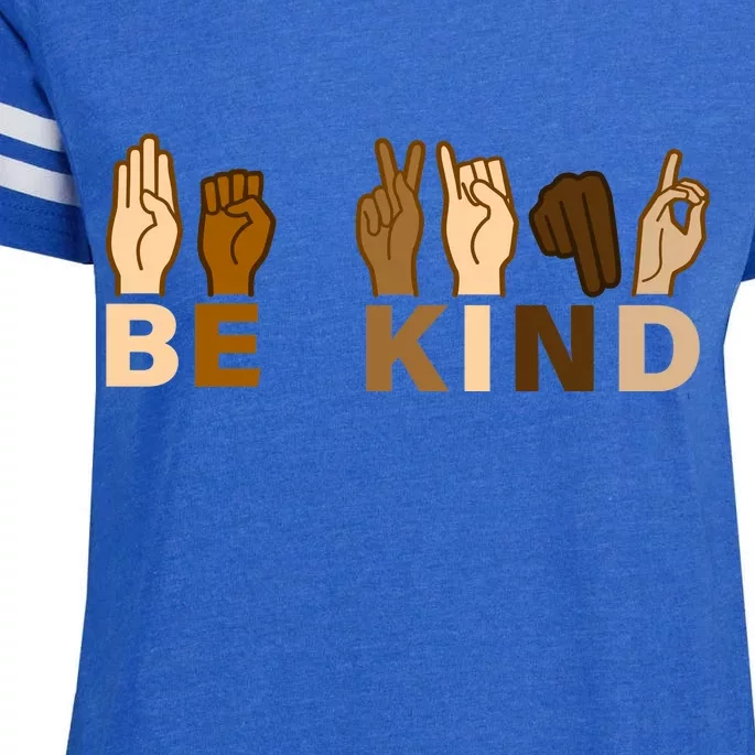 Be Kind Sign Language Enza Ladies Jersey Football T-Shirt