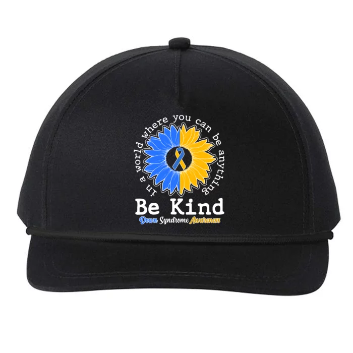 Be Kind Sunflower Ribbon Down Syndrome Awareness Snapback Five-Panel Rope Hat