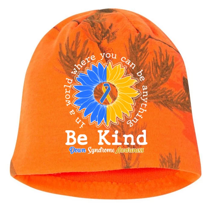 Be Kind Sunflower Ribbon Down Syndrome Awareness Kati - Camo Knit Beanie