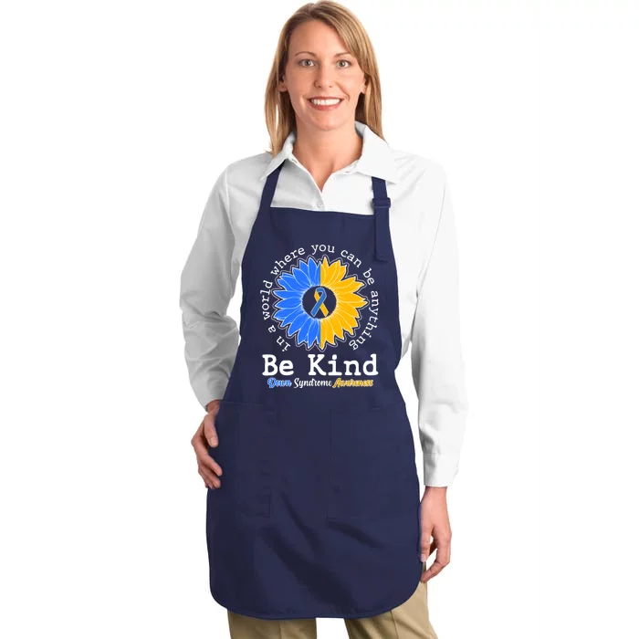 Be Kind Sunflower Ribbon Down Syndrome Awareness Full-Length Apron With Pocket