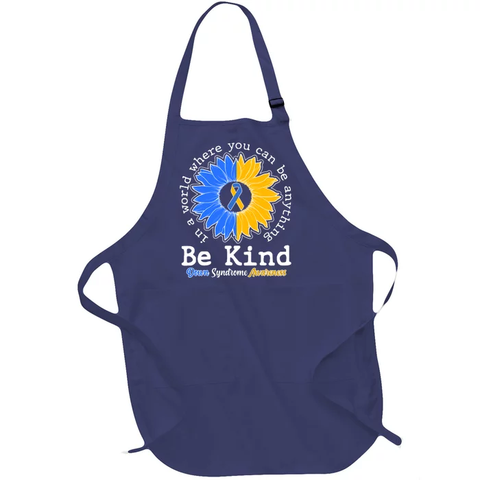 Be Kind Sunflower Ribbon Down Syndrome Awareness Full-Length Apron With Pocket