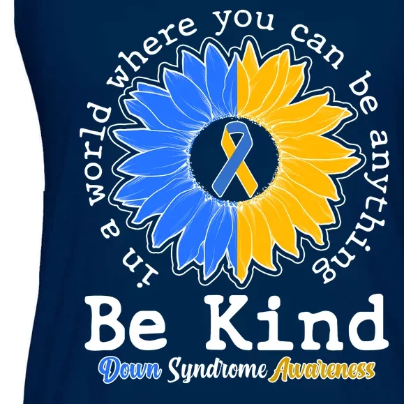 Be Kind Sunflower Ribbon Down Syndrome Awareness Ladies Essential Flowy Tank