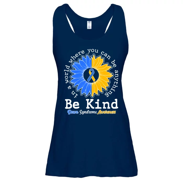 Be Kind Sunflower Ribbon Down Syndrome Awareness Ladies Essential Flowy Tank