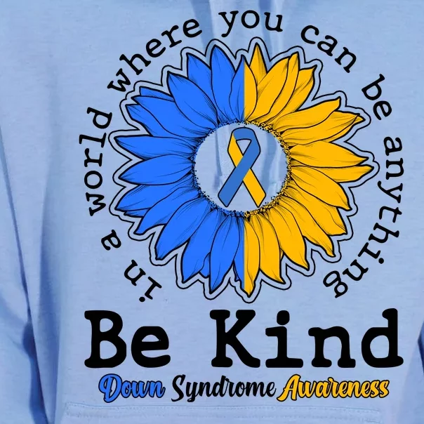 Be Kind Sunflower Ribbon Down Syndrome Awareness Unisex Surf Hoodie