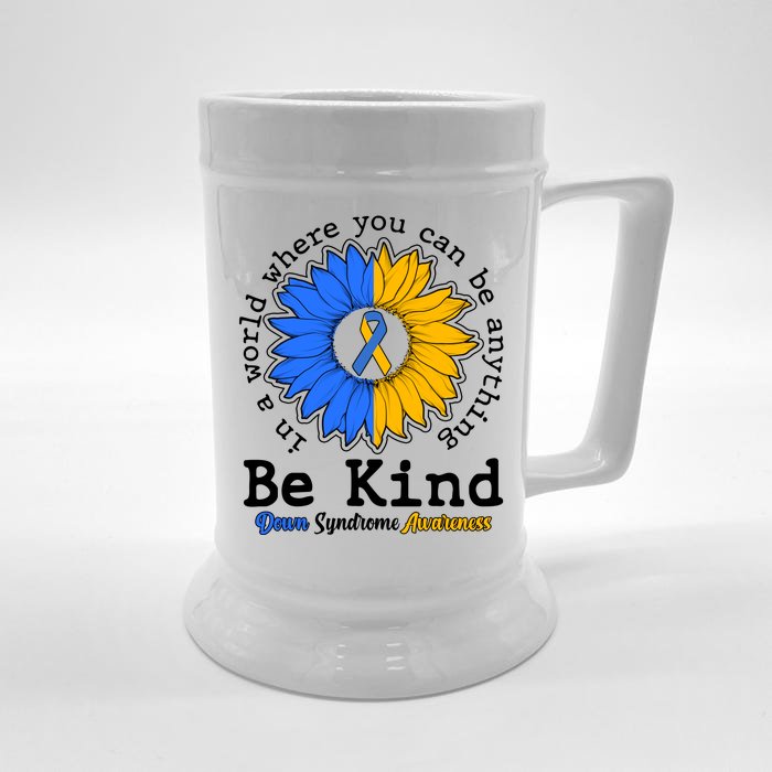 Be Kind Sunflower Ribbon Down Syndrome Awareness Front & Back Beer Stein